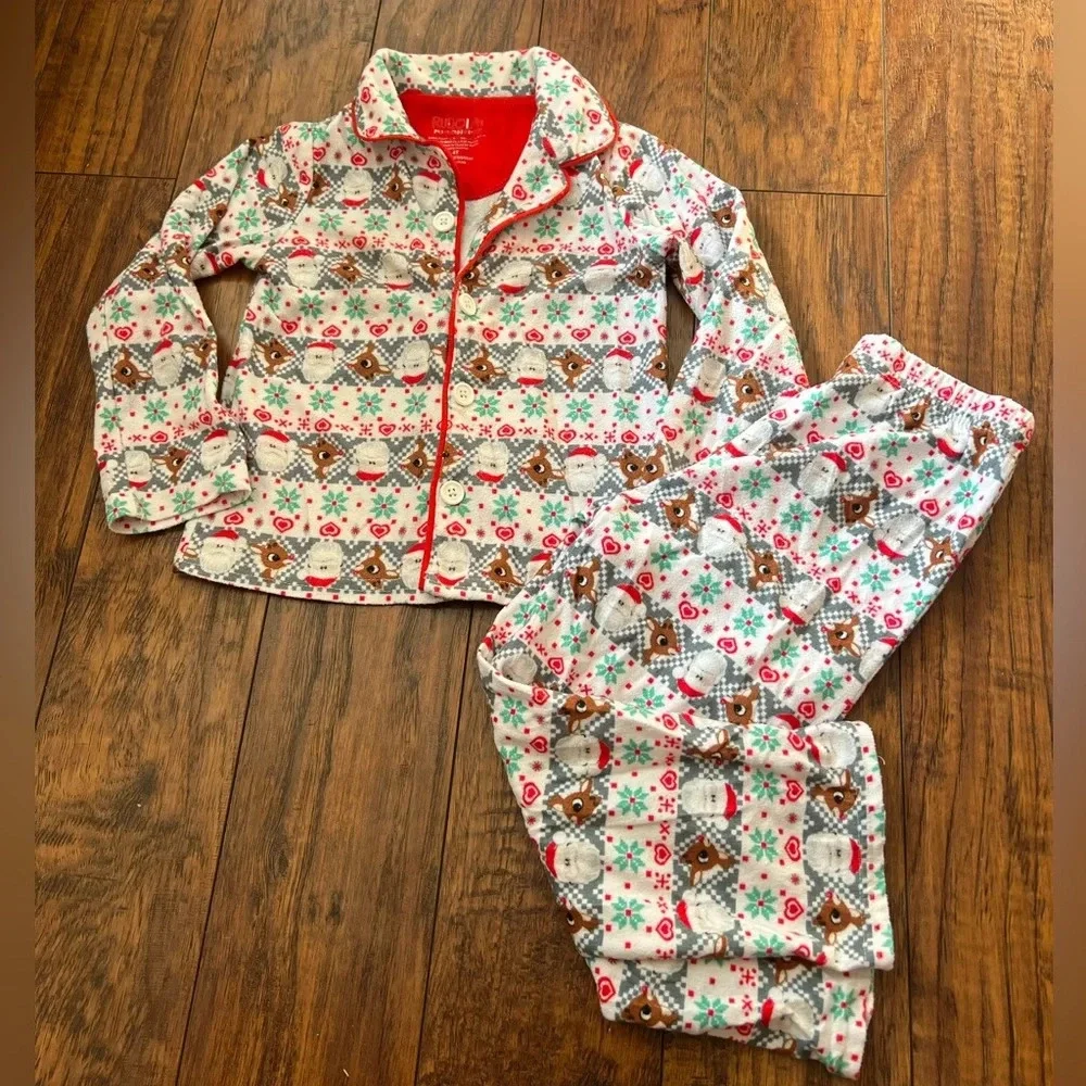 Toddler Rudolph the Red-Nosed Reindeer Santa Fair lsle Coat Pajama Set | 4T